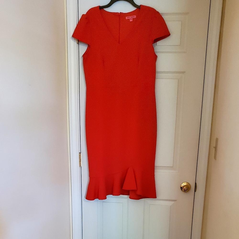 Red, Ruffled Hem Dress